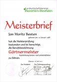 Meisterbrief Jan Besten